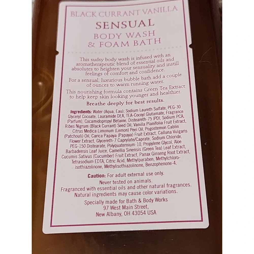 Bath & Body Works Aromatherapy Sensual Black Currant Vanilla Body Wash 10oz